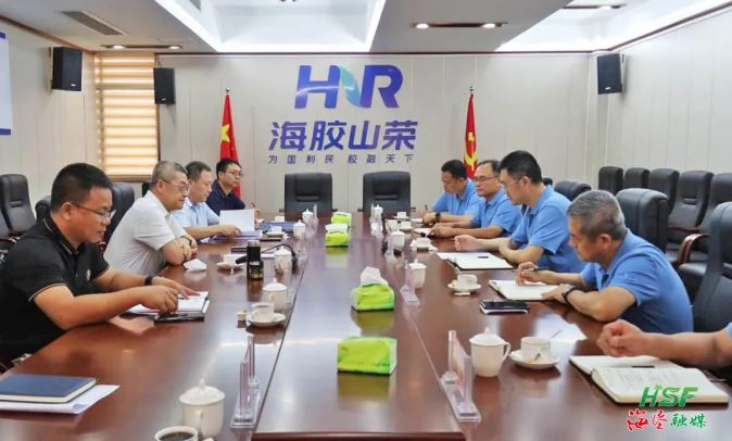 艾轶伦在海南橡胶山荣分公司座谈。
